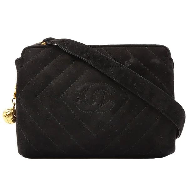 Chanel bags with the perfect balance of luxury and functionalityChanel Around 1992 Made Suede Cc Mark Stitch Ball Charm Shoulder Bag Black