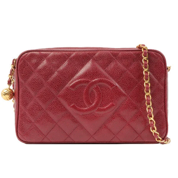 Chanel Colorful Handbag for Spring OutfitsChanel Around 1995 Made Caviar Skin Cc Mark Stitch Chain Shoulder Bag Bordeaux