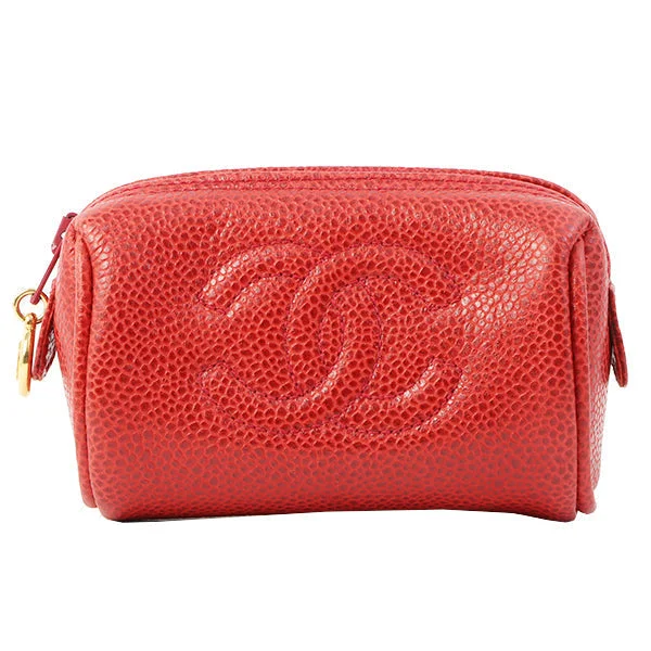 Chanel Limited Edition Handbag for CollectorsChanel Around 1995 Made Caviar Skin Mini Pouch Red