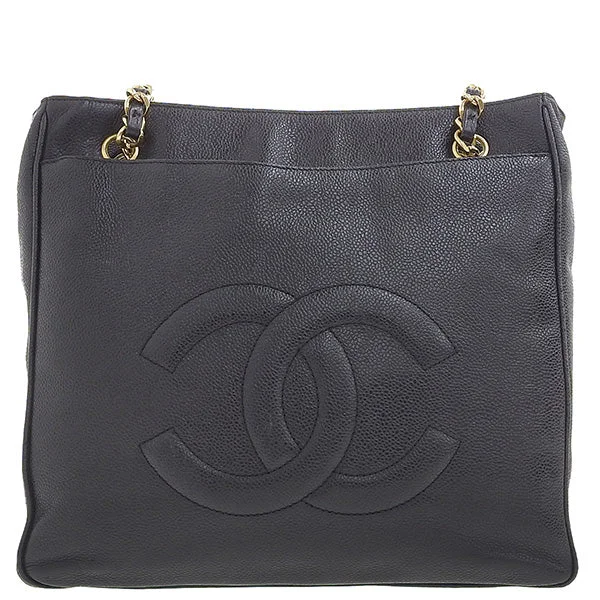 Chanel bags in luxury boutiques worldwideCHANEL Around 1995 Made Caviar Skin Turn-Lock Chain Tote Bag Black