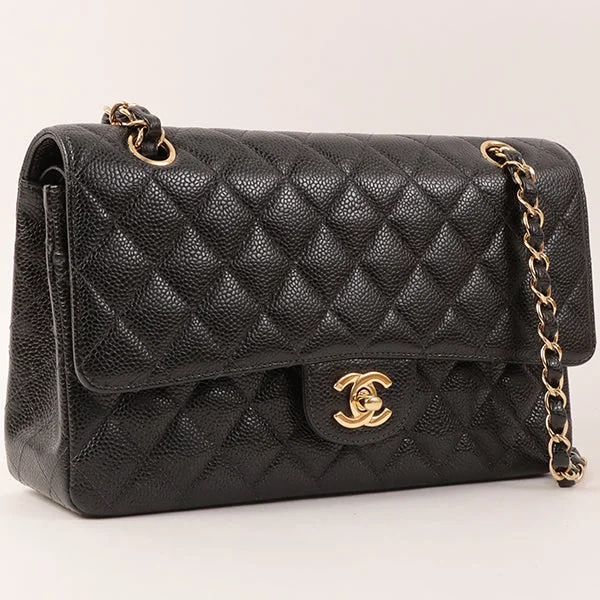 Chanel bags with classic and elegant designsCHANEL Around 2002 Made Caviar Skin Classic Flap Chain Bag 25Cm Black