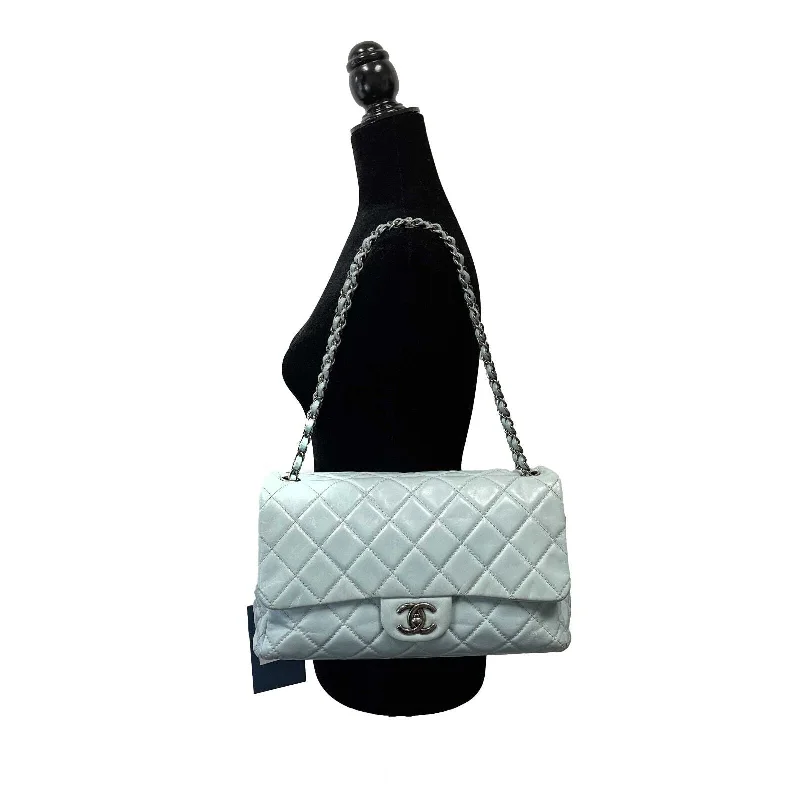 Chanel Small Crossbody Bag for TravelCHANEL - Baby Blue Seasonal CC Jumbo Single Flap - Lambskin / Ruthenium Hardware