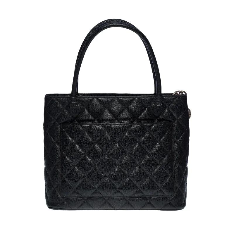 Chanel Limited Edition Handbag for CollectorsCHANEL Beautiful Cabas Medallion bag in black caviar leather, SHW