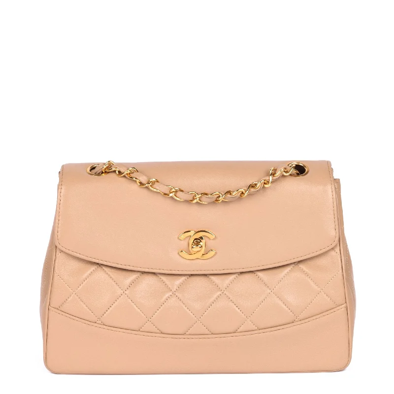 Chanel Lightweight Handbag for Daily ErrandsChanel Beige Quilted Lambskin Vintage Medium Classic Single Flap Bag