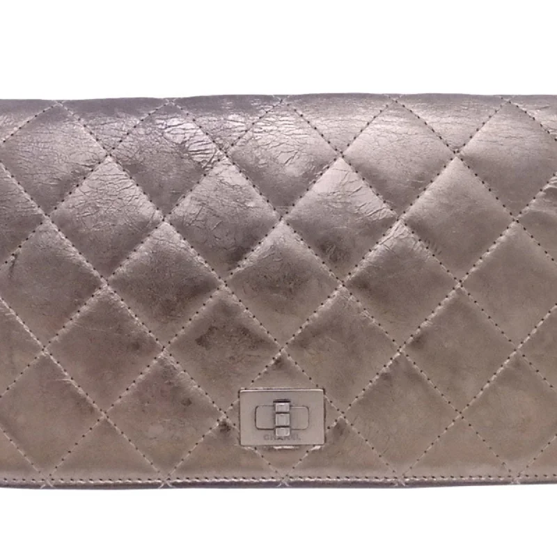 Chanel bags with exclusive seasonal designs and materialsChanel Bi-Fold Wallet Matrasse 2.55 Silver Gold Leather Women's