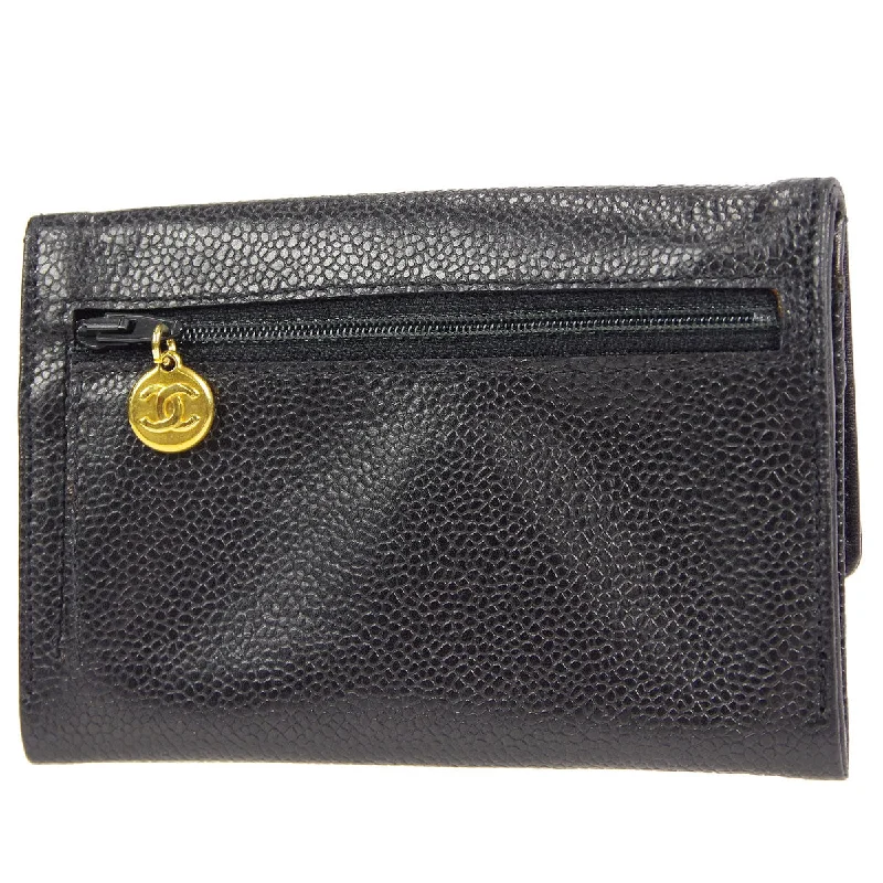 Chanel bags for women with minimalist styleCHANEL * Bifold Wallet Black Caviar 89723