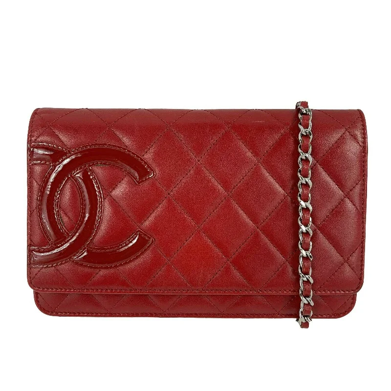 Chanel Classic Flap Bag for Evening PartyCHANEL Calfskin Quilted Cambon Red / Silver Wallet On Chain - Crossbody