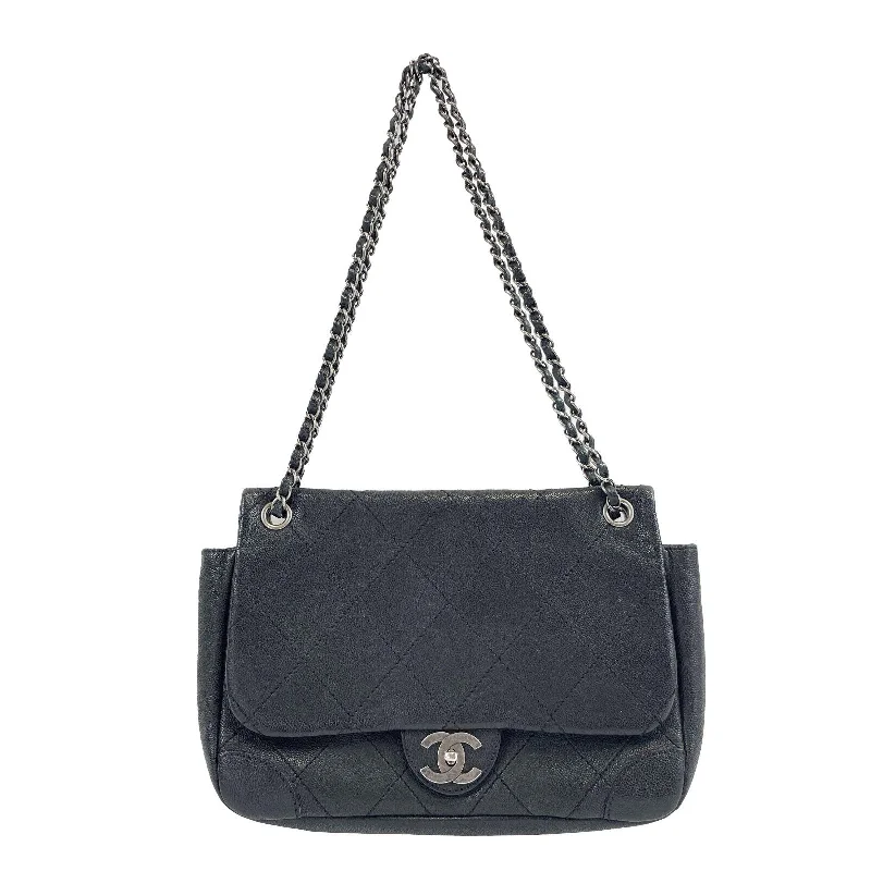 Chanel New Arrival Handbag with Gold HardwareCHANEL - CC Ligne Flap Large Bag Black / Silver Caviar Leather Shoulder Bag