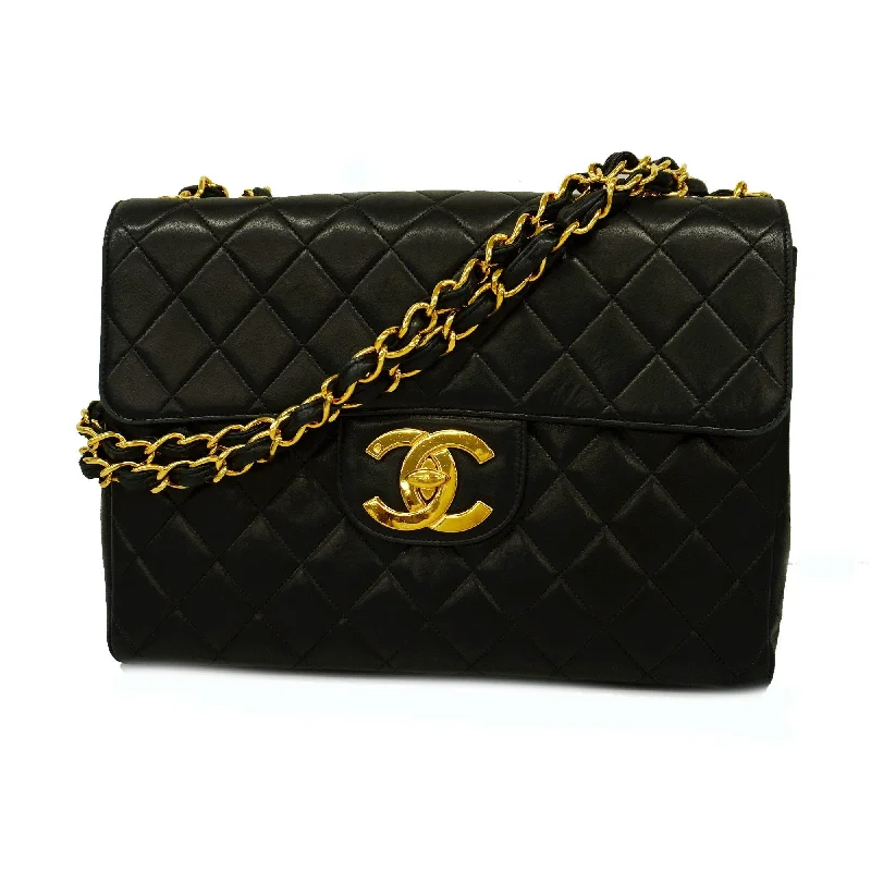 Chanel bags as wedding day accessoriesCHANEL Decamatlasse W Chain Lambskin Women's Leather Shoulder Bag Black