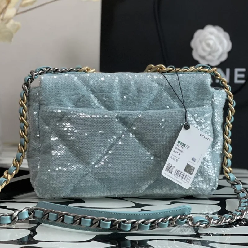 Chanel All - Match Handbag for Versatile StylingChanel 19 Flap Bag aqua blue