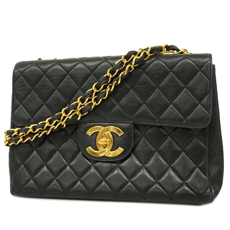 Chanel Chain Strap Handbag for Everyday UseCHANEL Matelasse Big Matelasse W Chain Women's Leather Shoulder Bag Black