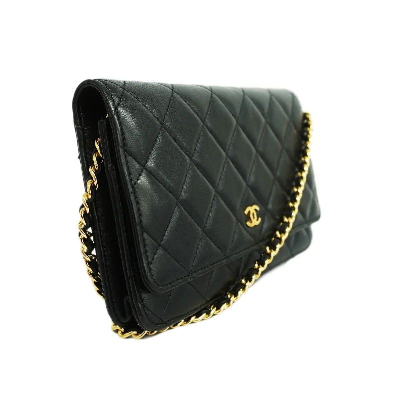 Chanel bags with classic and elegant designsCHANEL   Matelasse Chain Shoulder Gold Hardware Lambskin Wallet Black