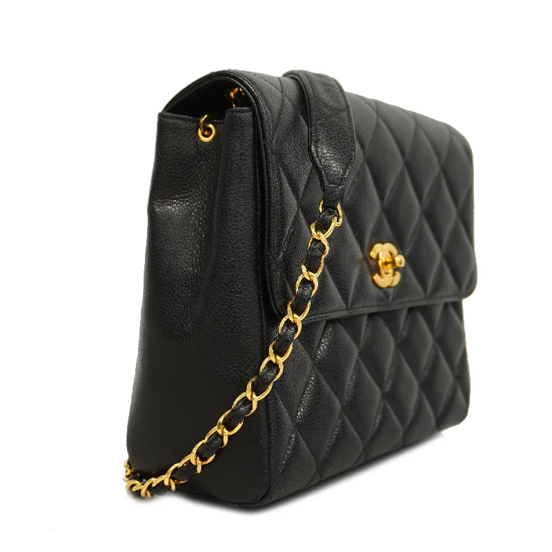 Chanel classicCHANEL   Matelasse Chain Shoulder Women's Caviar Leather Shoulder Bag Black