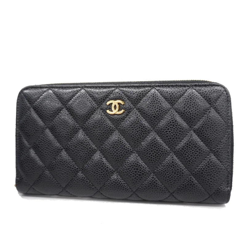 Chanel bags as wedding day accessoriesCHANEL  Matelasse Long Wallet Gold Hardware Caviar Leather Black