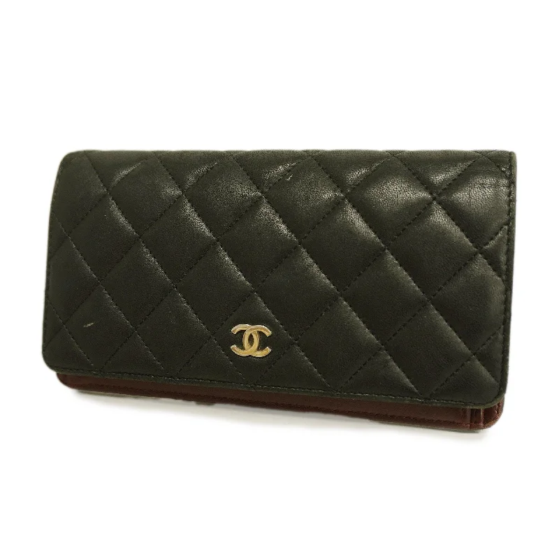 Chanel bags available in bold colors and patternsCHANEL Matelasse Long Wallet Silver Metal Fittings Women's Lambskin