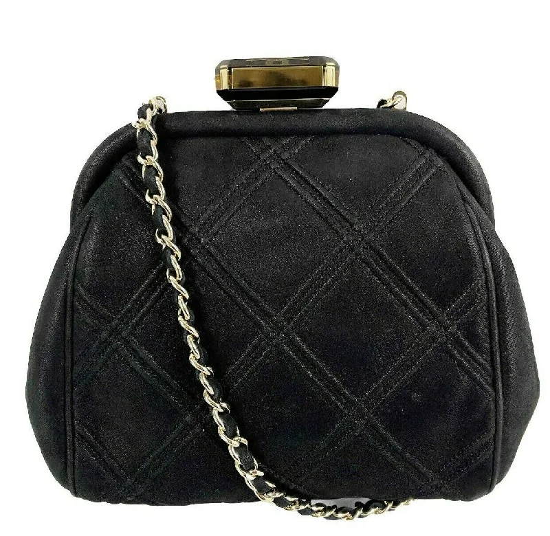 Chanel Handbag with Adjustable Strap for ComfortCHANEL - Mini Crossbody Clutch - Black Quilted /Gold-tone - '' Closure