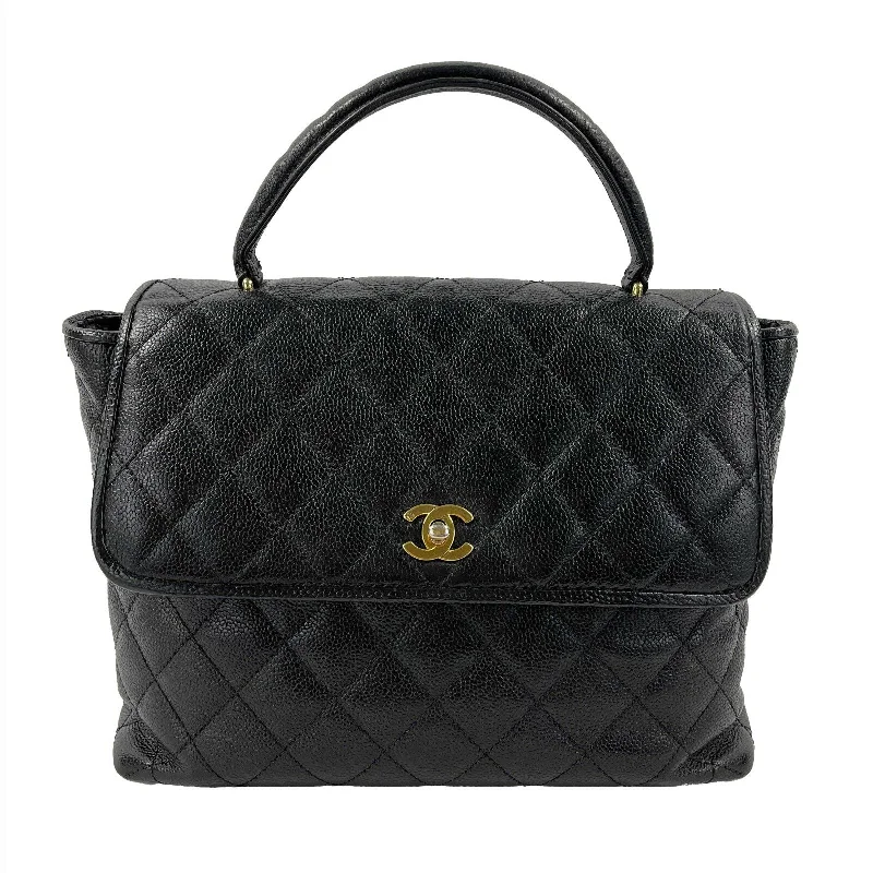 Chanel bags for a polished and professional appearanceCHANEL Vintage Large Quilted CC Caviar Kelly Flap Bag - Top Handle