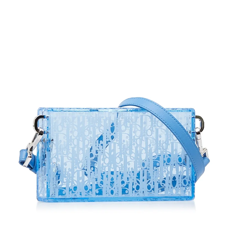 Christian Dior bags with a side - pocket for holding a water bottleDIOR Oblique Acrylic Box Crossbody Bag