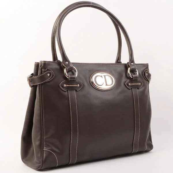 Christian Dior bags with a zip - top closure and multiple compartmentsDIOR Vintage Traveler Top Handle Bag Dark Brown