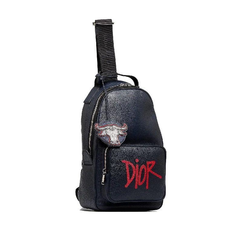 Christian Dior tote bags with a printed Dior logo on the frontDIOR x Shawn Stussy Year of the Ox Sling Backpack