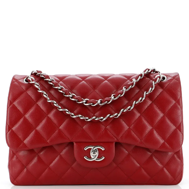 Luxury Christian Dior crossbody bags with a chain - link strapClassic Double Flap Bag Quilted Caviar Jumbo