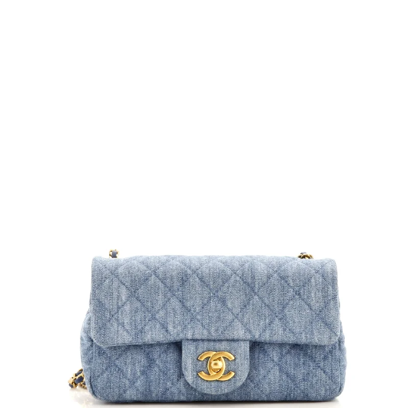 Christian Dior tote bags with a printed Dior logo on the frontPearl Crush Flap Bag Quilted Denim Mini