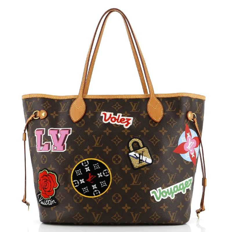 Christian Dior handbags with a removable shoulder strap for versatilityNeverfull NM Tote Limited Edition Patches Monogram Canvas MM