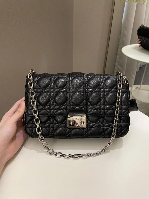 Christian Dior handbags with a removable shoulder strap for versatilityDior Miss Dior Cannage Shoulder Bag Black Lambskin