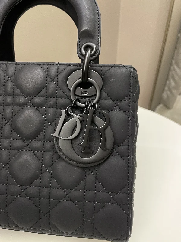 Christian Dior bags with a side - pocket for holding a water bottleDior My ABC Lady Dior Ultra Matte Black