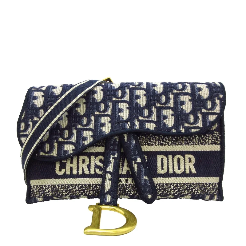 Christian Dior Saddle bags with a studded trim for a bold lookDior Oblique Saddle Slim Belt Pouch (8lD1xi)